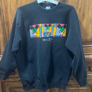 Disney Gallery Black Sweatshirt with Mickey Graphic inspired by Romero Britto XL